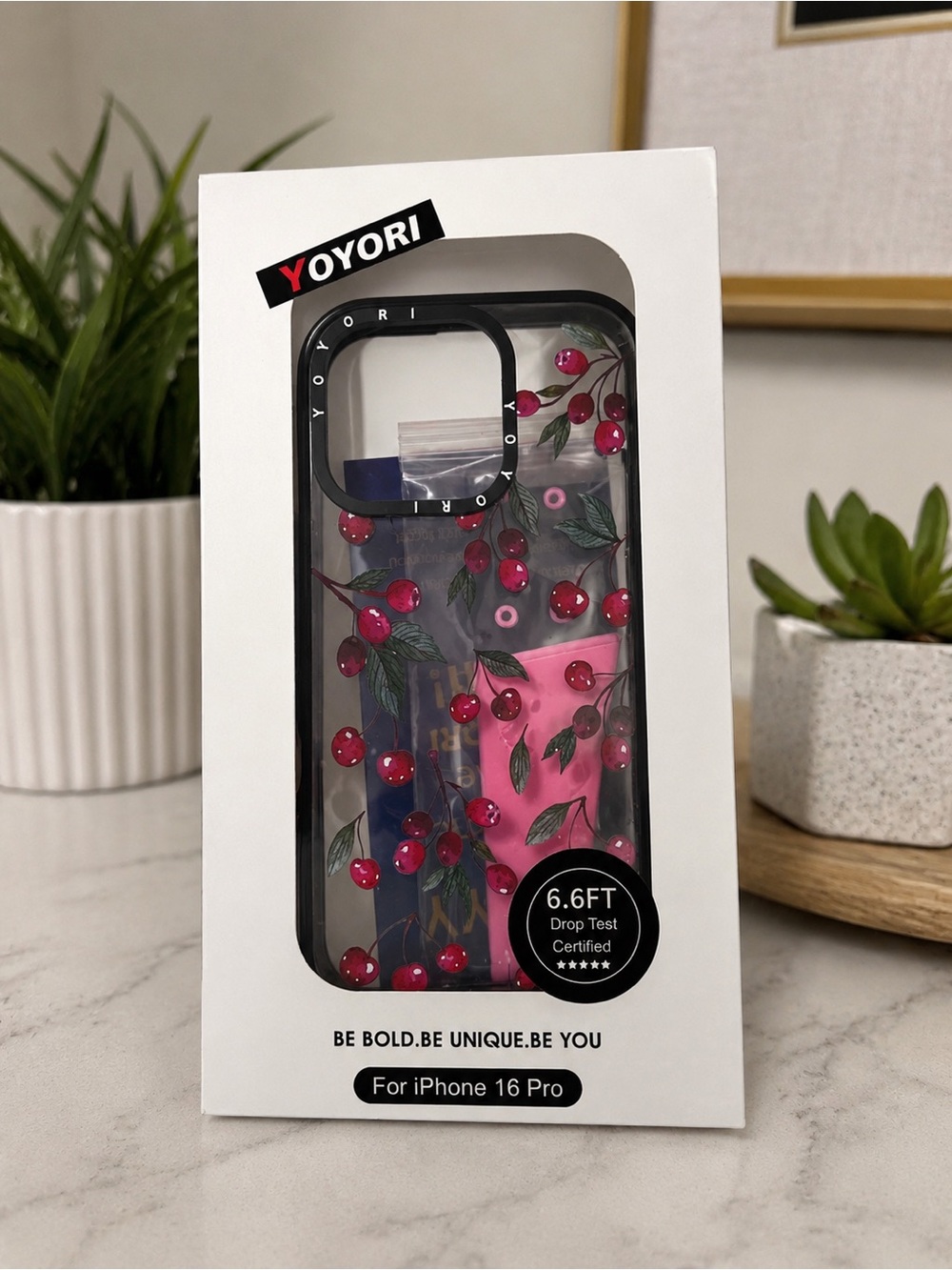 Cherry Print Pink iPhone 16 Pro Case